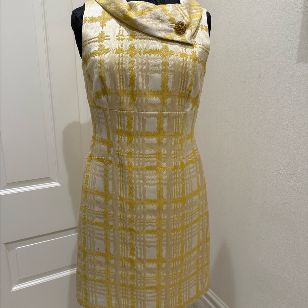 Elegant Yellow Plaid Dress